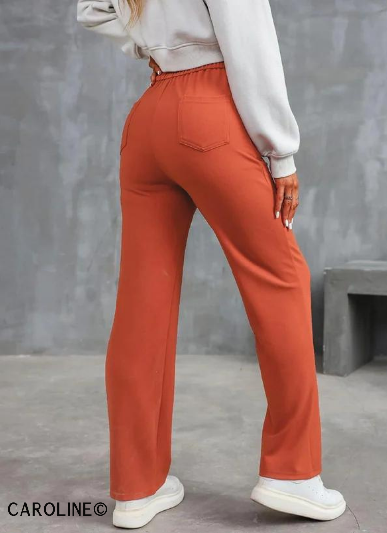 Pantalon Extensible Décontracté à Taille Haute pour Femmes