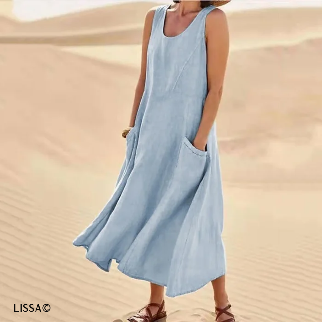 Lissa© - Robe Sans Manches en Lin et Coton