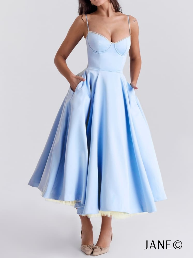 Jane© - Robe midi en tulle bleu de Cendrillon