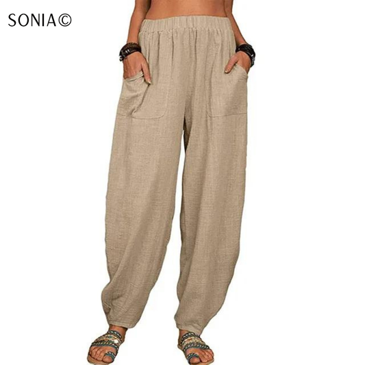 Sonia© - Pantalon Bohème en Lin et Coton