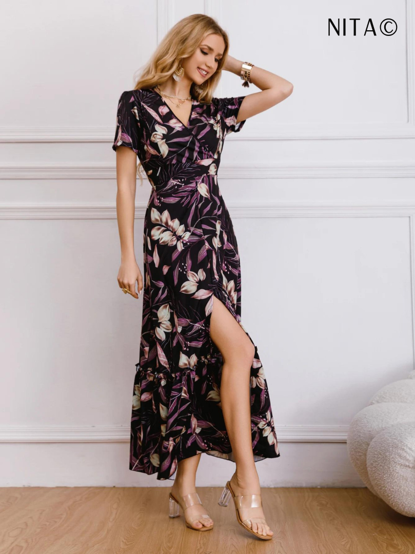 Nita - Robe longue à imprimé floral