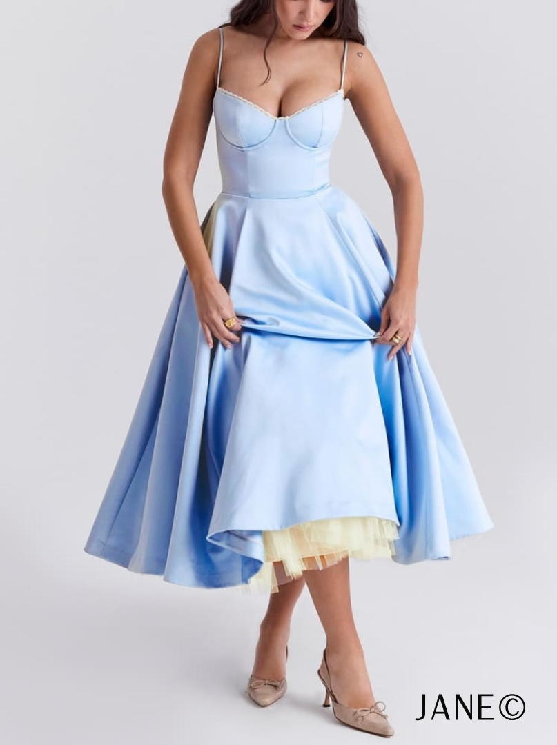 Jane© - Robe midi en tulle bleu de Cendrillon