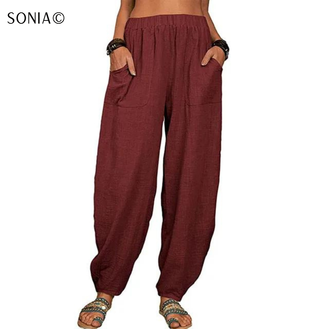 Sonia© - Pantalon Bohème en Lin et Coton