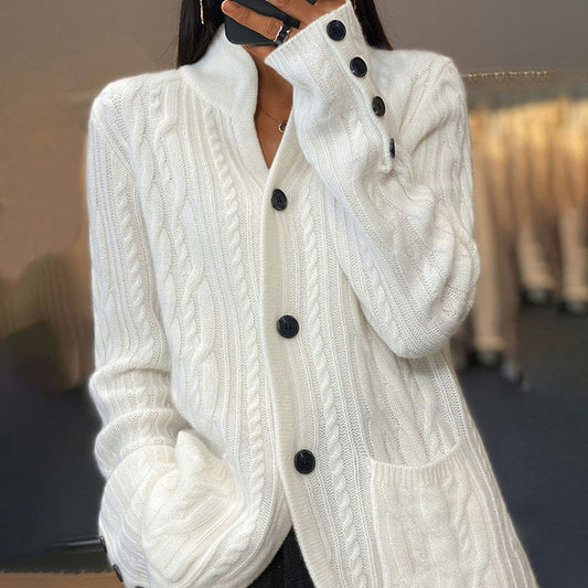 MARINE - Solid Color Casual Knitted Cardigan