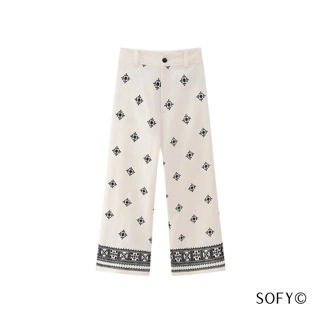 Sofy© - Pantalon en lin bohème ample