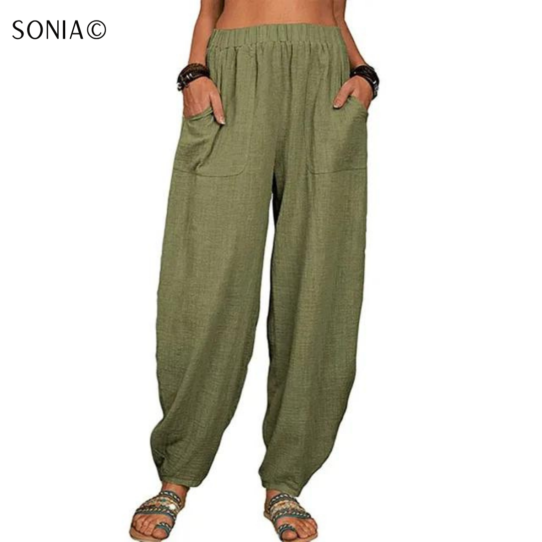 Sonia© - Pantalon Bohème en Lin et Coton