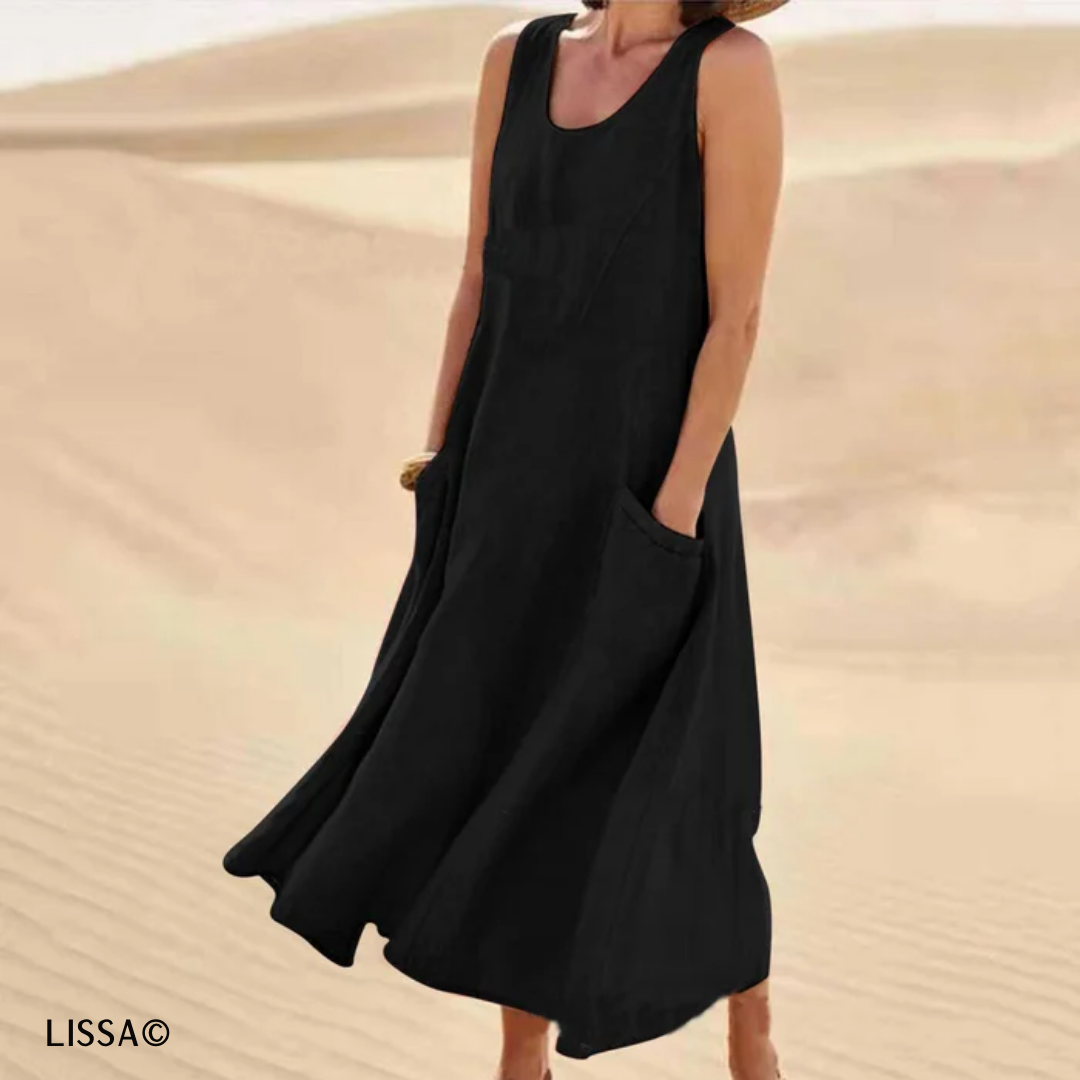 Lissa© - Robe Sans Manches en Lin et Coton