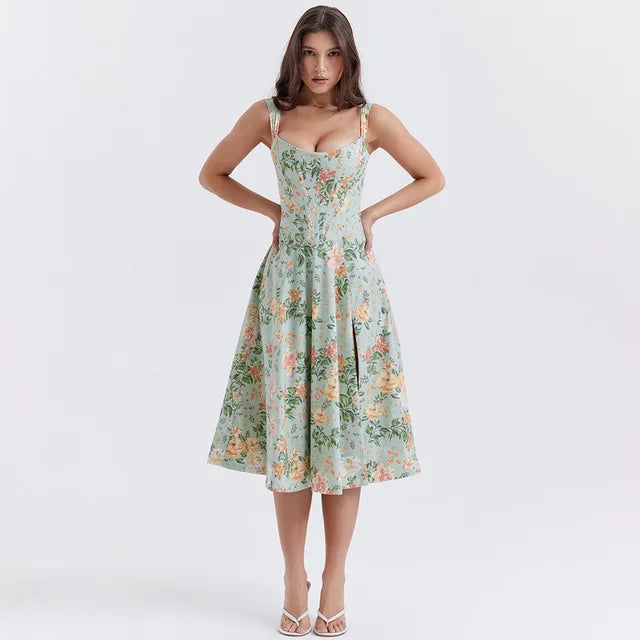 Robe corset à imprimé floral rose