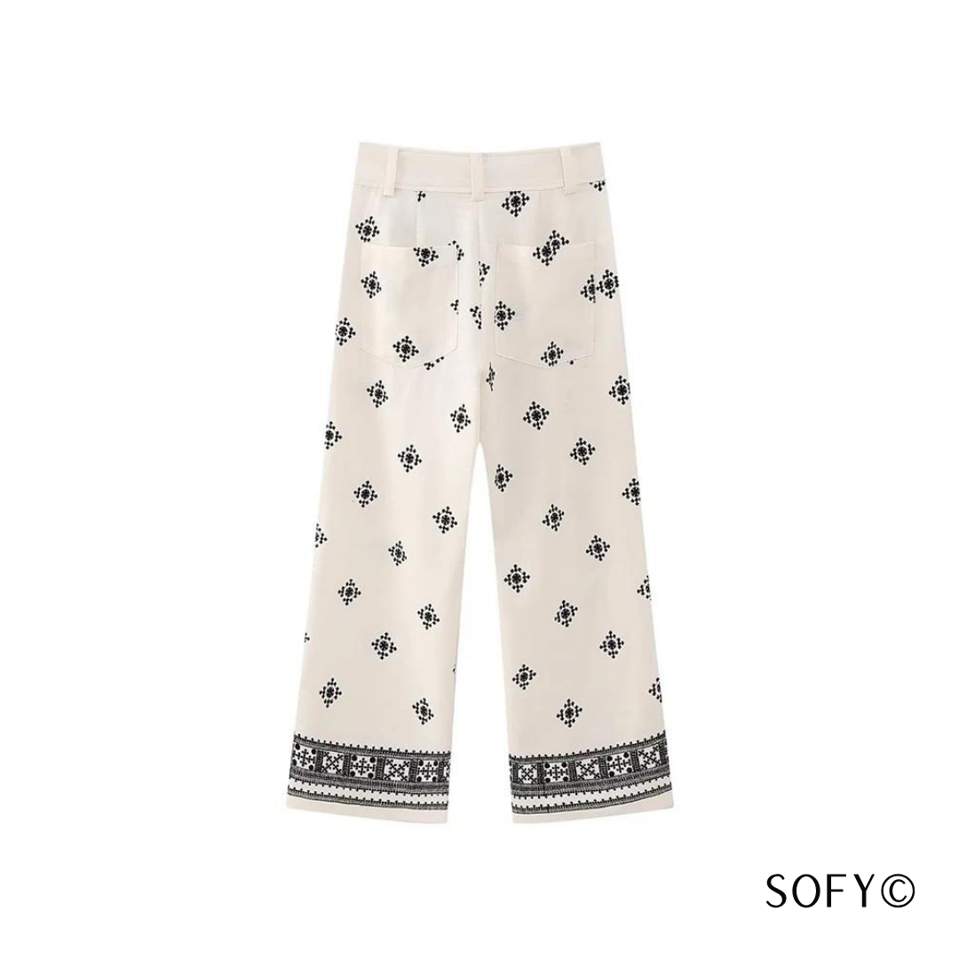 Sofy© - Pantalon en lin bohème ample