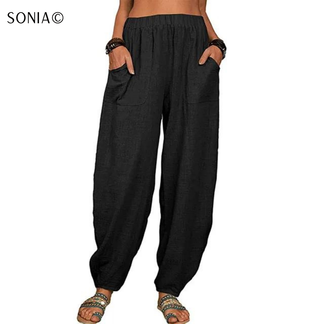 Sonia© - Pantalon Bohème en Lin et Coton