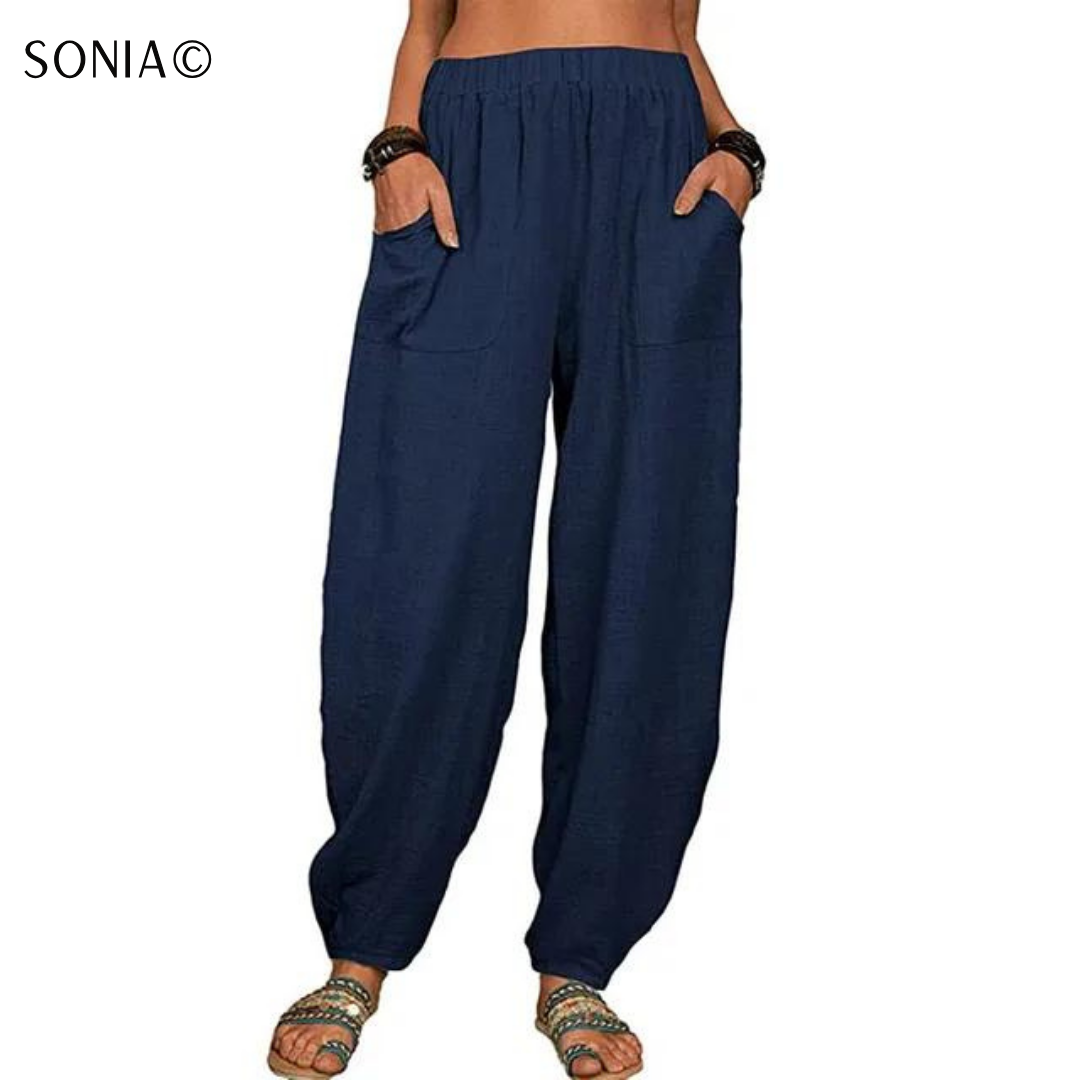 Sonia© - Pantalon Bohème en Lin et Coton