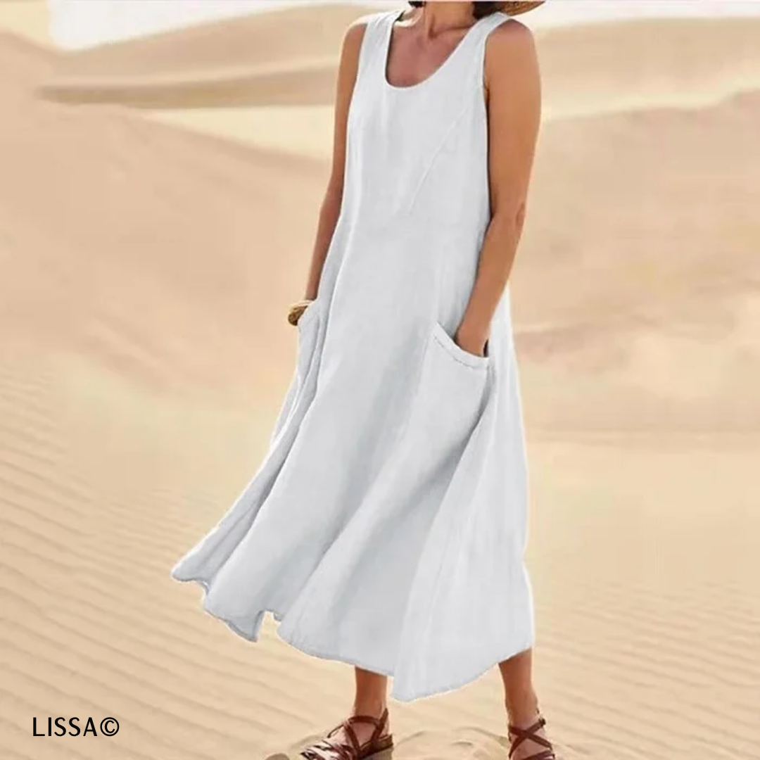 Lissa© - Robe Sans Manches en Lin et Coton