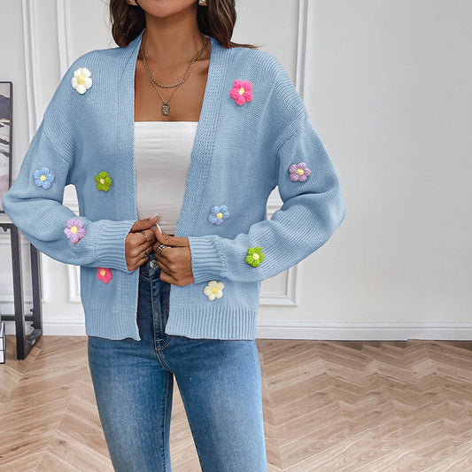 MARIE-CARDIGAN AVEC FLEURS EN 3D