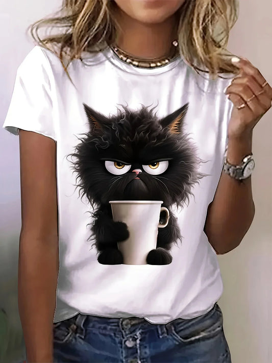 BellaPrint™ T-shirt Chat Amateur de Café